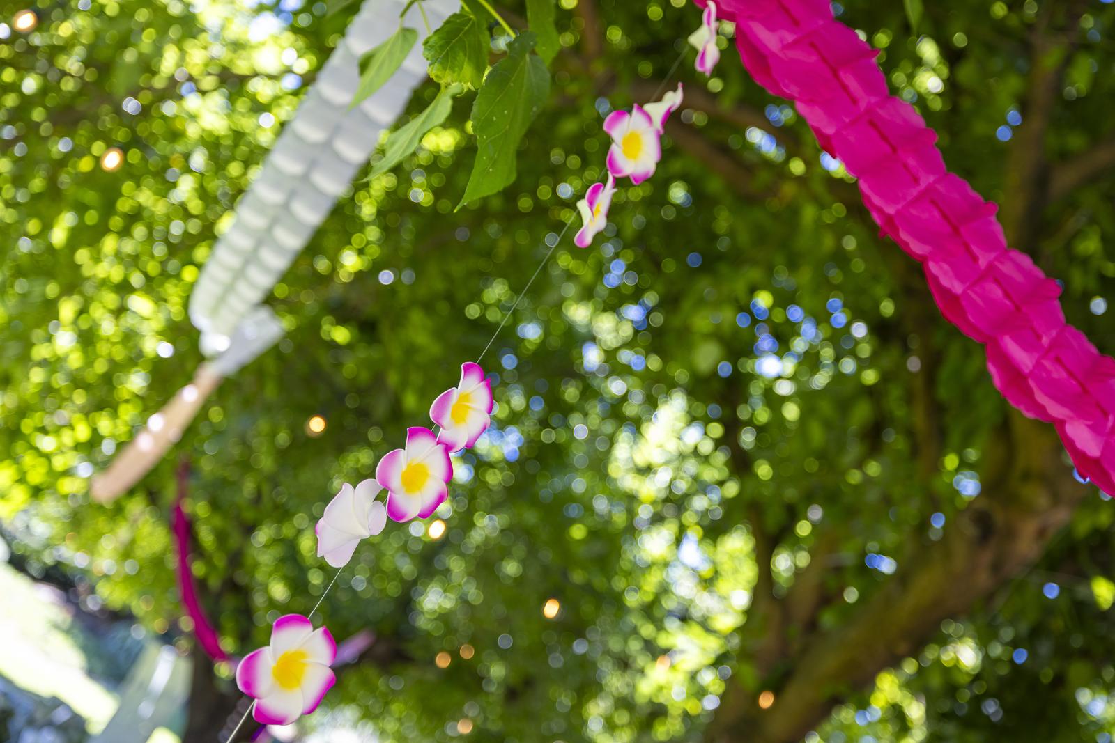 Flower garland in the trees
