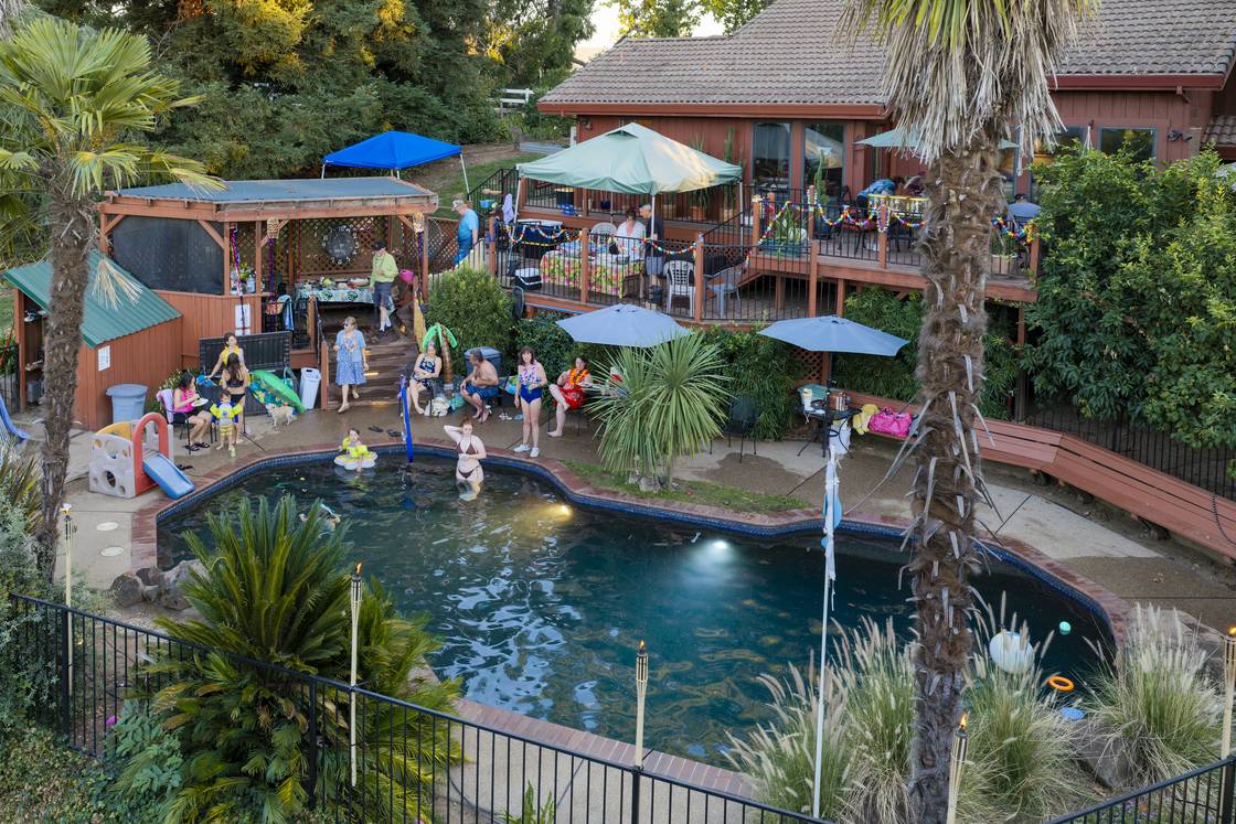 Pool party from above