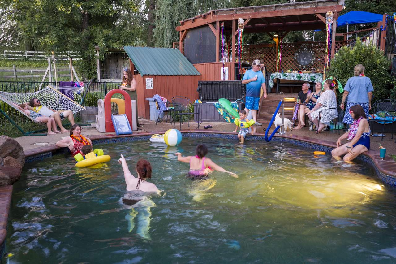 Swimming at the pool party