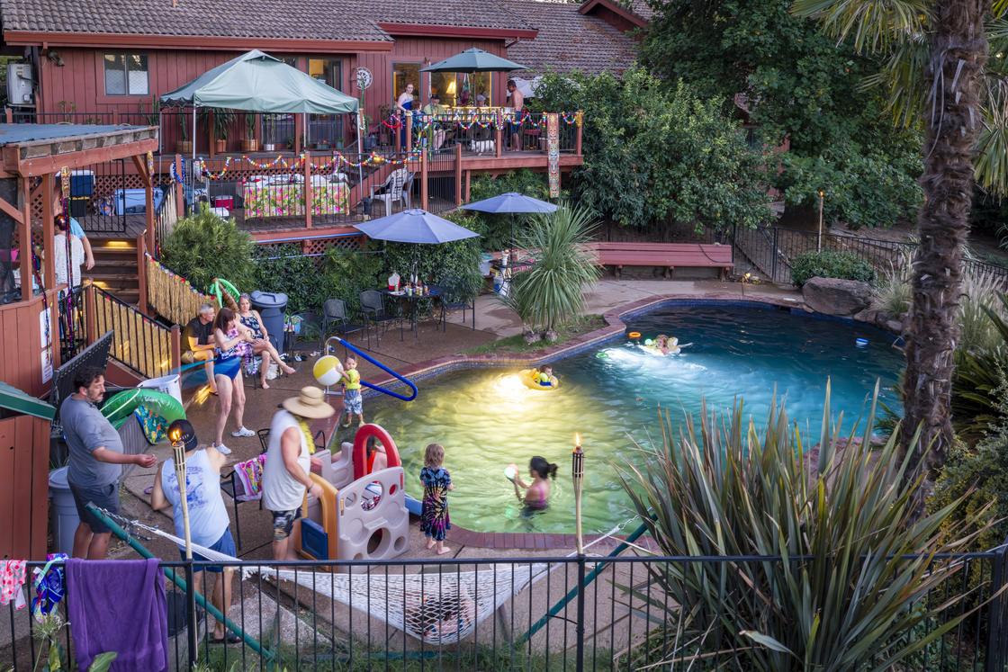 Evening pool party